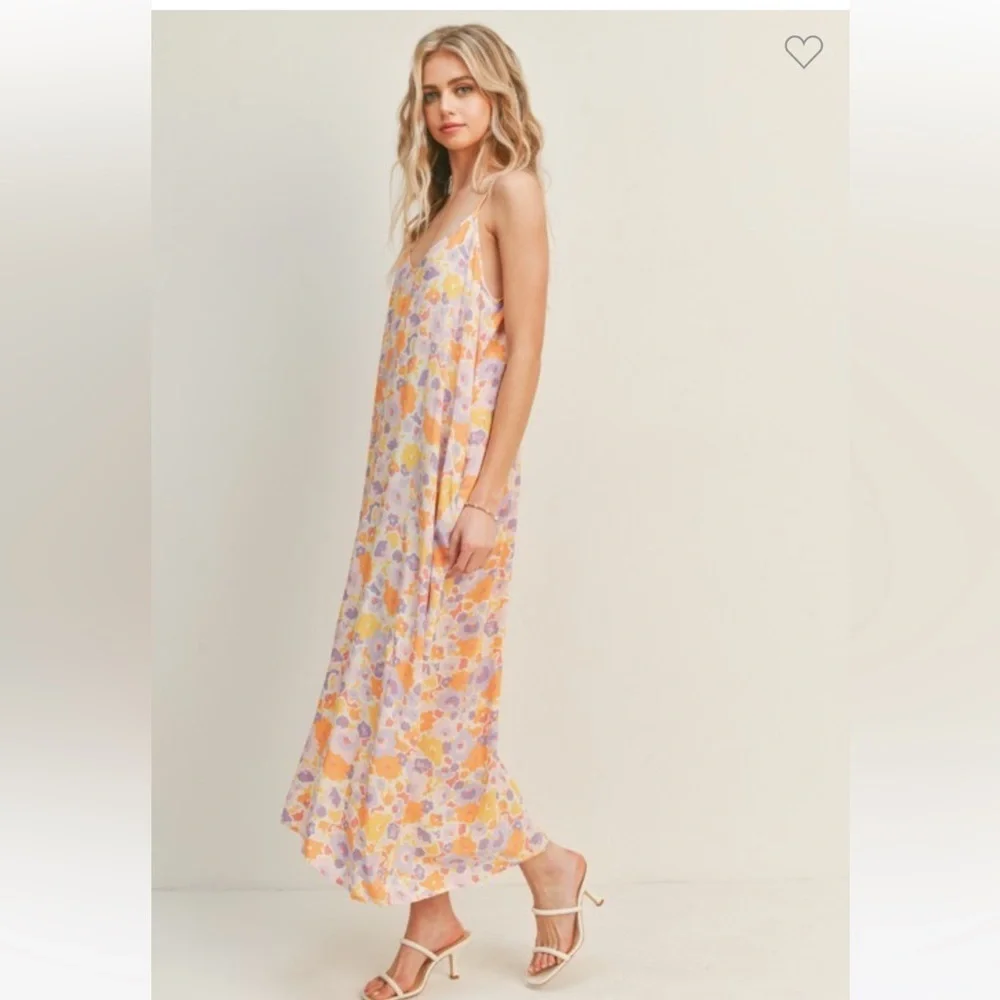 22 Floral cami maxi dress | tangerine lilac - Picture 4 of 5